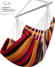 Load image into Gallery viewer, ADVOKAIR Hanging Chair Hammock Chair Swing (500 lbs Max) - Comfortable Hanging Rope Swing for Bedroom, Outdoor Patio, Porch, Deck - Indoor and Outdoor - Sturdy Steel Bar with Anti-Slip Safety Rings
