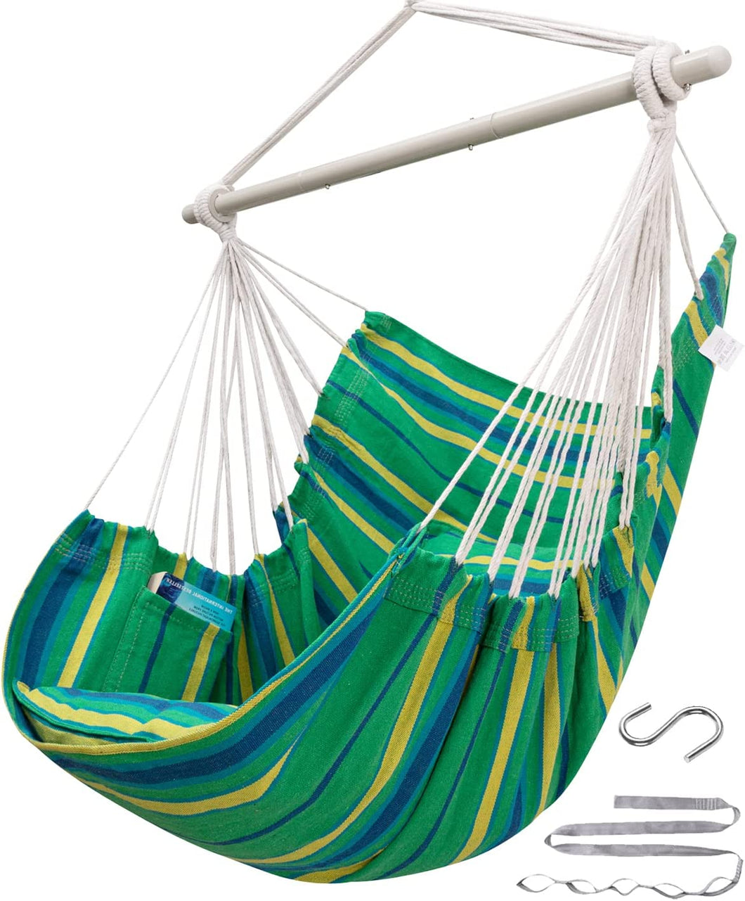 ADVOKAIR Hammock Chair Hanging Chair Swing Large with Anti-Slip Steel Spread Bar-Max 500lbs-2 Cushions