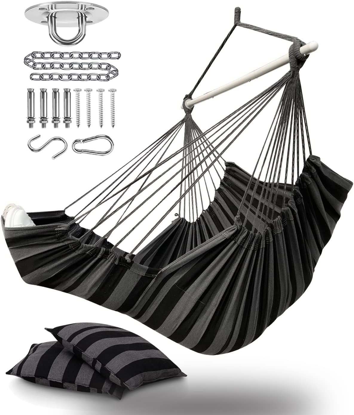 ADVOKAIR Hanging Hammock Chair Large Swing Chair with Foot Rest and Ha