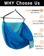 Load image into Gallery viewer, ADVOKAIR Hammock Chair Swing,Max 500Lbs,Portable Camping Hammock Chair Outdoor-Detachable Steel Bar with Safety Anti-Slip Rings, Hanging Chair Hammocks for Bedroom, Outdoor, Indoor, Backpacking, Camp
