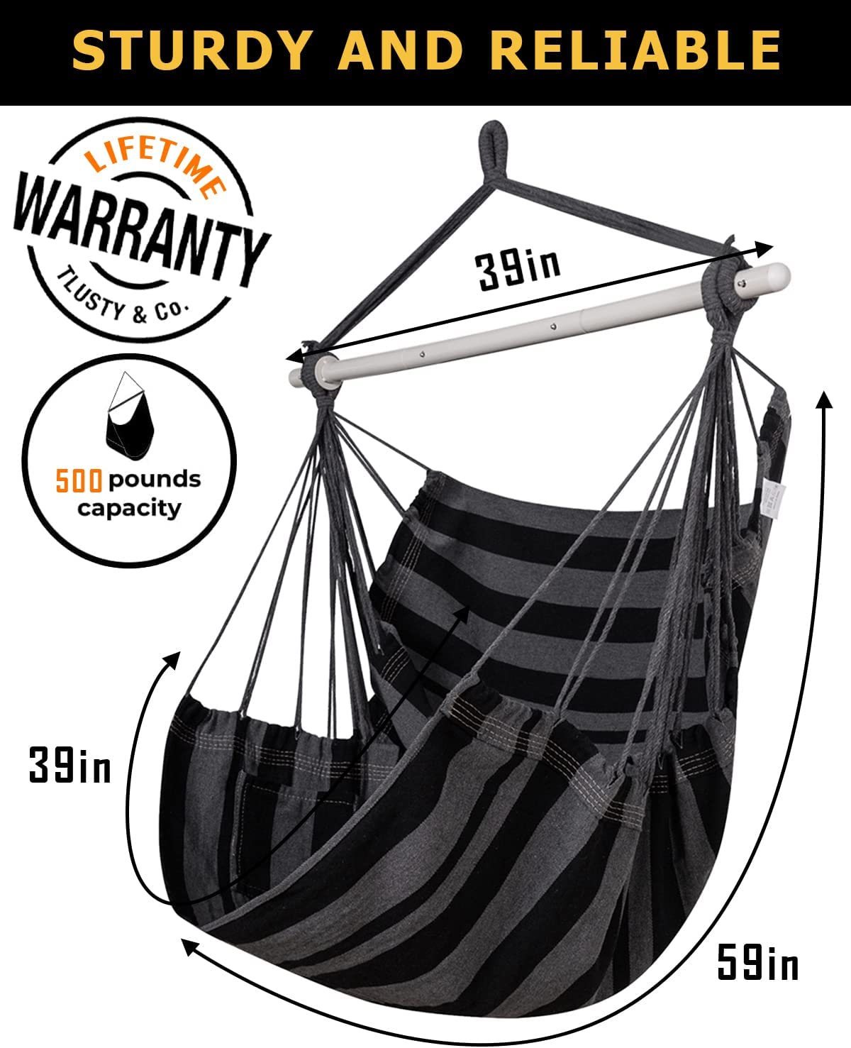 ADVOKAIR Hanging Hammock Chair Large Swing Chair with Foot Rest and Ha