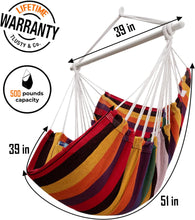 Load image into Gallery viewer, ADVOKAIR Hanging Chair Hammock Chair Swing (500 lbs Max) - Comfortable Hanging Rope Swing for Bedroom, Outdoor Patio, Porch, Deck - Indoor and Outdoor - Sturdy Steel Bar with Anti-Slip Safety Rings
