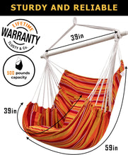 Load image into Gallery viewer, ADVOKAIR Hammock Chair Hanging Chair Swing Large with Anti-Slip Steel Spread Bar-Max 500lbs-2 Cushions
