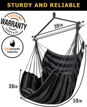 Load image into Gallery viewer, ADVOKAIR Hammock Chair Hanging Chair Swing Large with Anti-Slip Steel Spread Bar-Max 500lbs-2 Cushions
