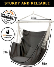 Load image into Gallery viewer, ADVOKAIR Hammock Chair Hanging Chair Swing Large with Anti-Slip Steel Spread Bar-Max 500lbs-2 Cushions
